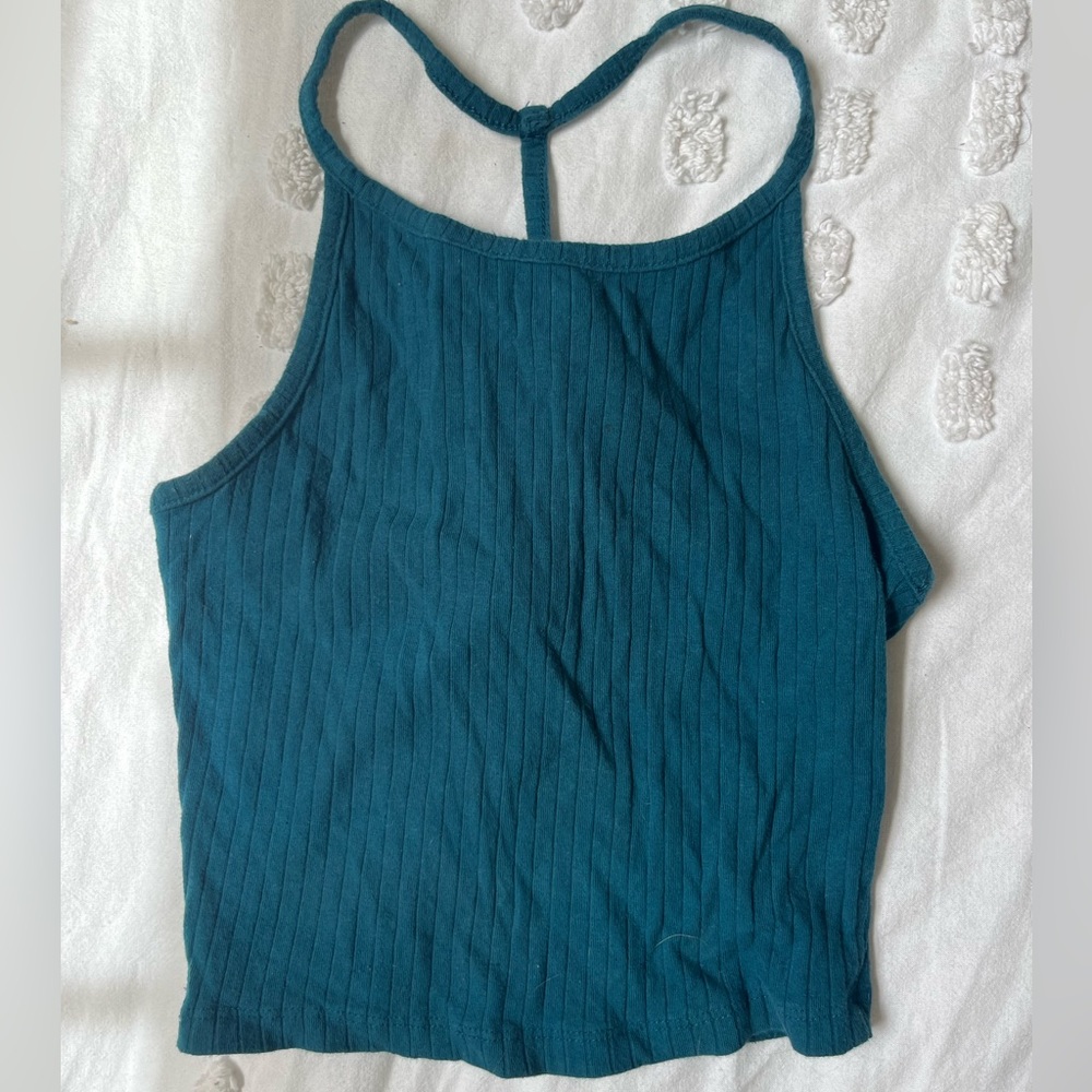size ~ S , color ~ blue , cropped tank top